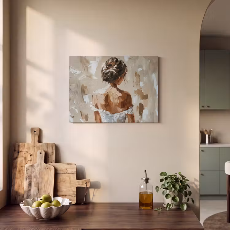 Akoestisch schilderij - Vrouw - Verf - Abstract - Beige - Modern — 3
