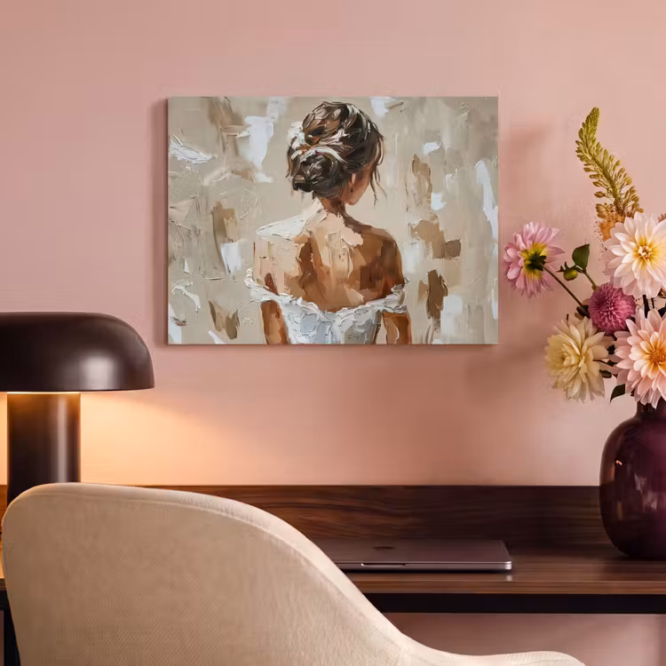 Akoestisch schilderij - Vrouw - Verf - Abstract - Beige - Modern — 4