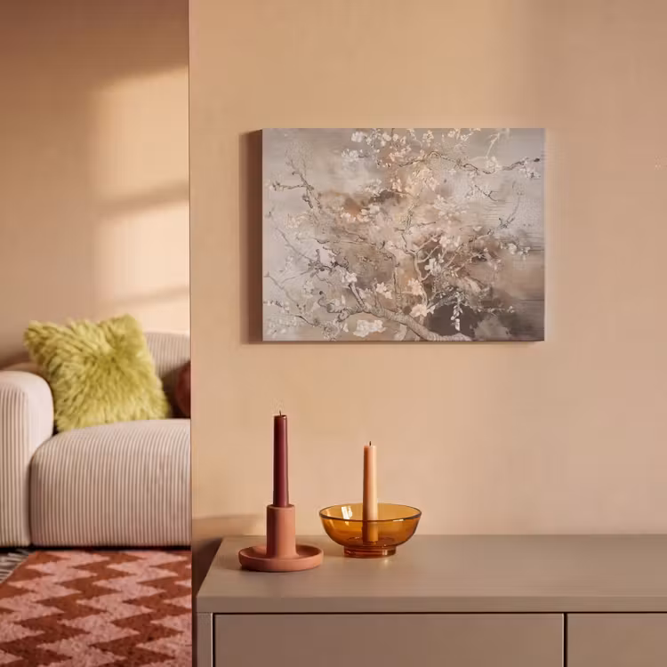 Akoestisch schilderij - Amandelbloesem - Kunst - Van Gogh - Beige - Abstract — 2
