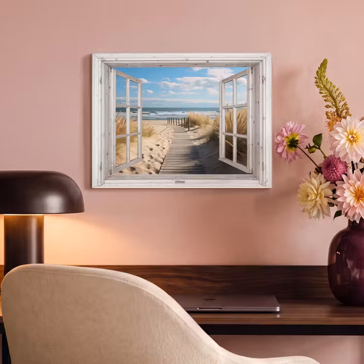 Akoestisch schilderij - Raam - Zee - Kust - Natuur - Doorkijk - Strand - Waddenzee — 4
