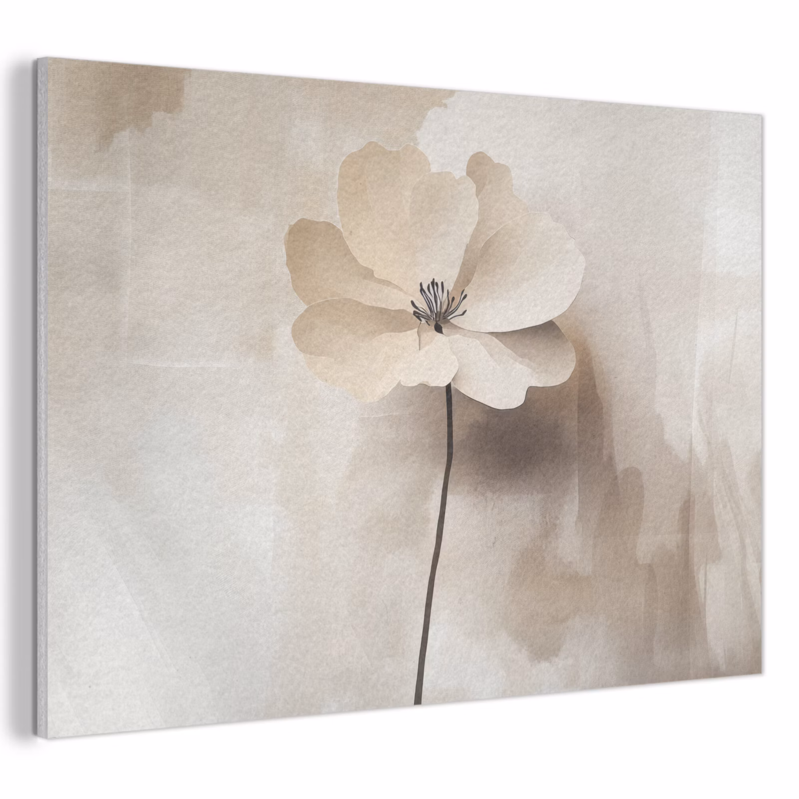 Akoestisch schilderij - Bloem - Beige - Verf - Schaduw — 1