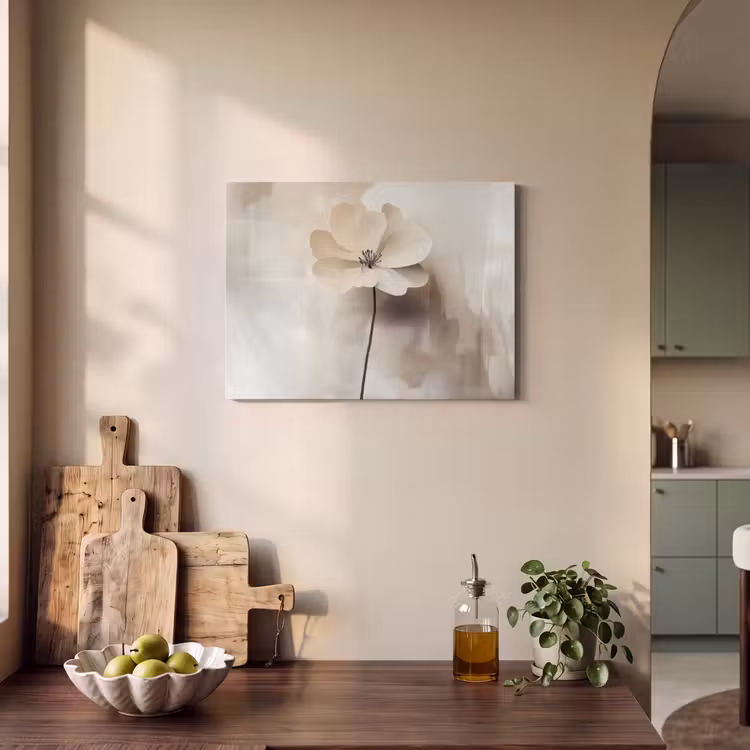 Akoestisch schilderij - Bloem - Beige - Verf - Schaduw — 3