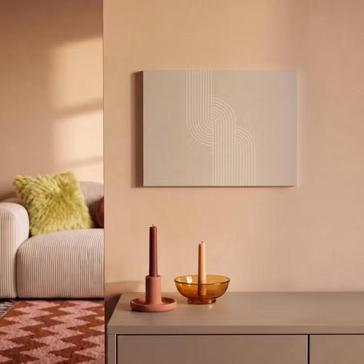 Akoestisch schilderij - Parallelle lijnen - Lichte textuur - Beige — 2
