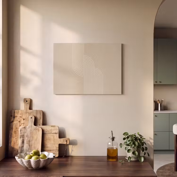 Akoestisch schilderij - Parallelle lijnen - Lichte textuur - Beige — 3