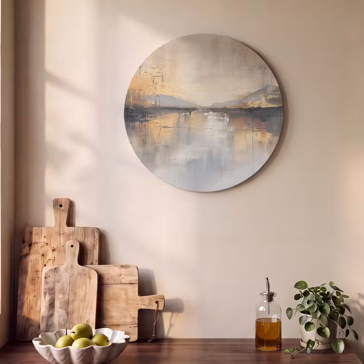 Akoestisch schilderij rond - Abstract - Modern - Beige - Aesthetic - Goud — 4