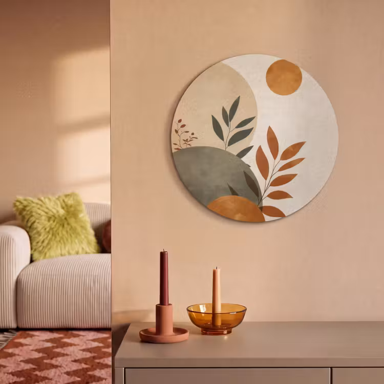 Akoestisch schilderij rond - Vormen - Rond - Bladeren - Beige — 3