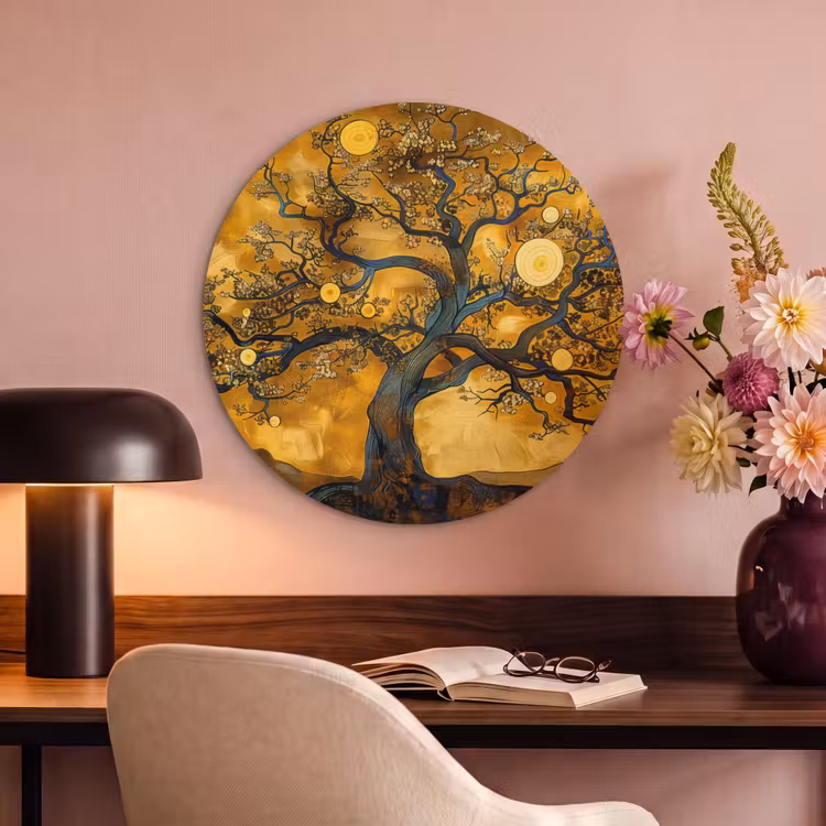 Akoestisch schilderij rond - Boom - Levensboom - Abstract - Goud — 2