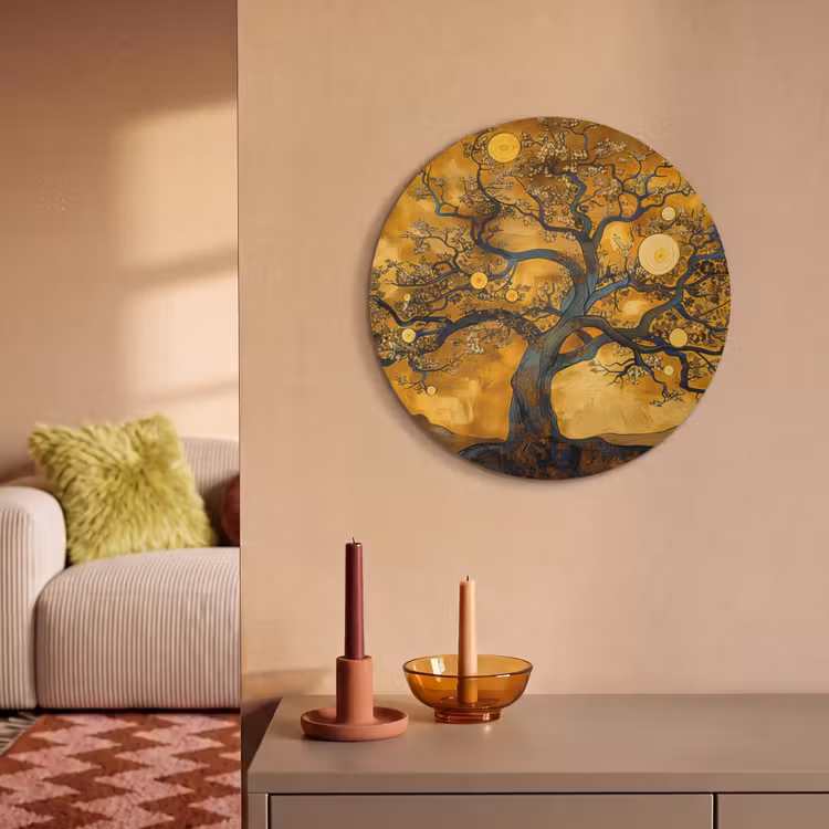 Akoestisch schilderij rond - Boom - Levensboom - Abstract - Goud — 3