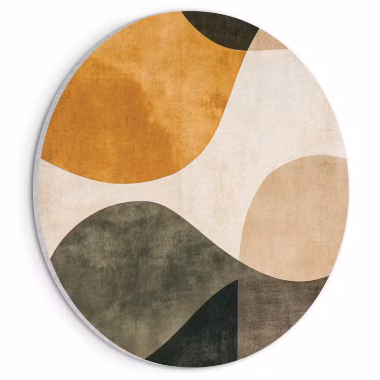 Akoestisch schilderij rond - Vormen - Okergeel - Abstract — 1