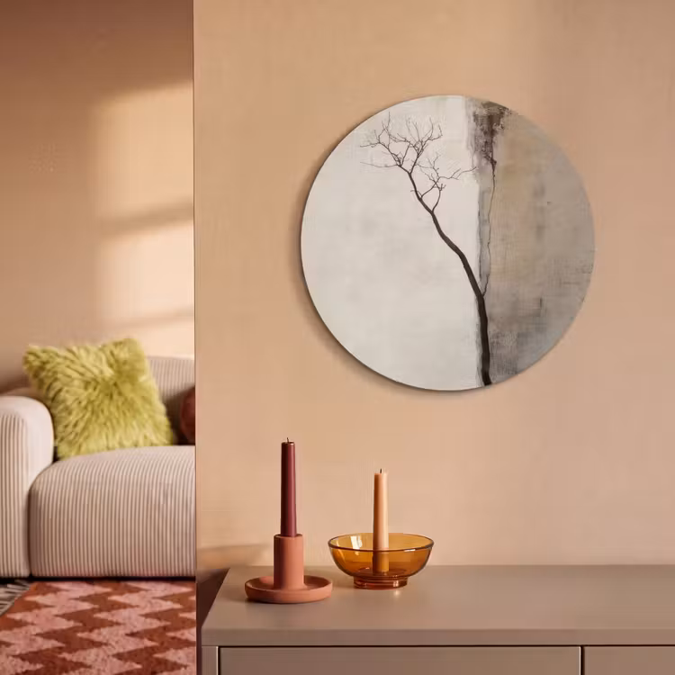 Akoestisch schilderij rond - Wabi sabi - Plant - Beige — 3