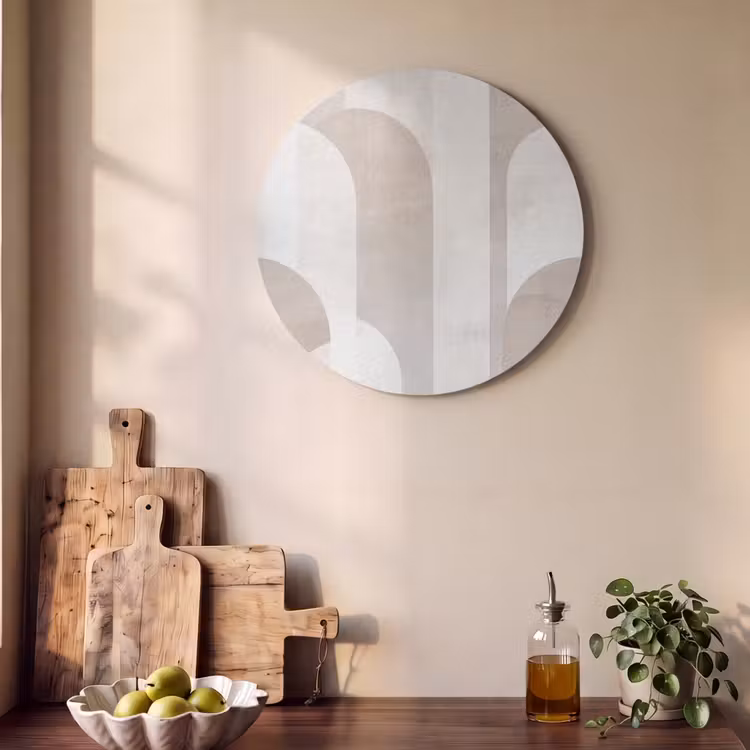 Akoestisch schilderij rond - Abstracte bogen - Modern - Beige — 4
