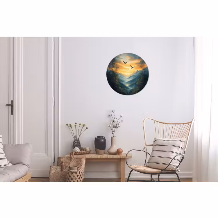Wandcirkel - Aluminium - Vogels - Zon - Bomen - Groen — 2