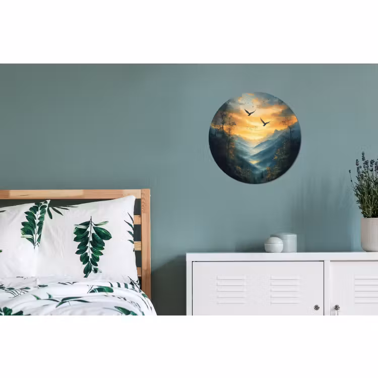 Wandcirkel - Aluminium - Vogels - Zon - Bomen - Groen — 4