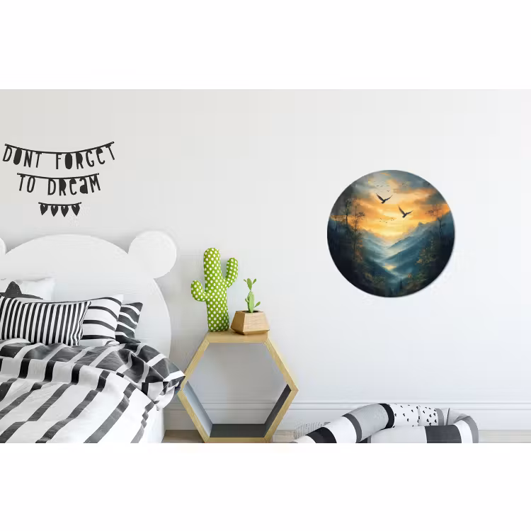 Wandcirkel - Aluminium - Vogels - Zon - Bomen - Groen — 5