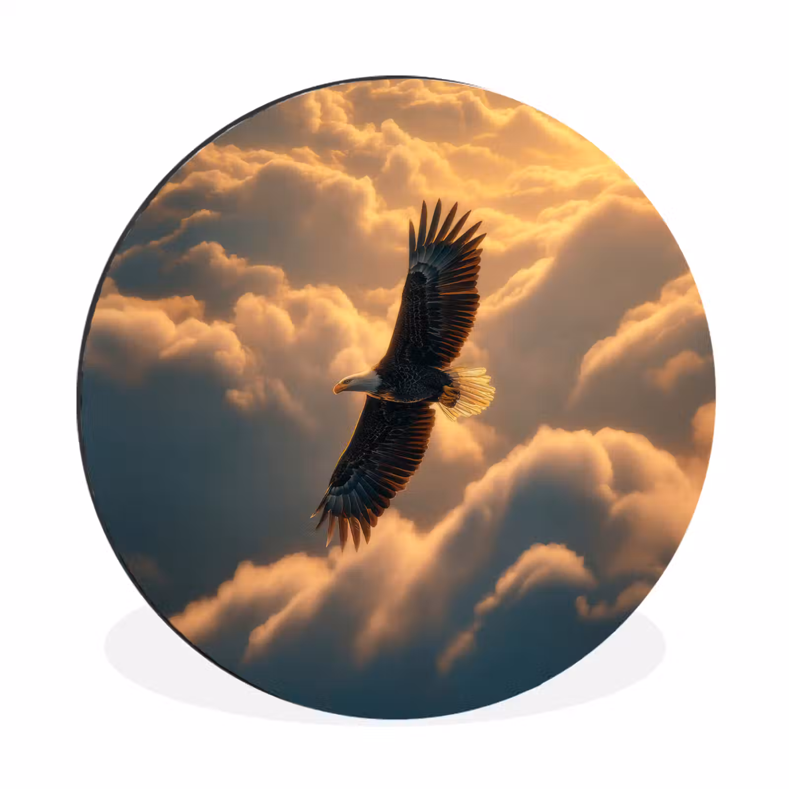 Wandcirkel - Aluminium - Adelaar - Wolken - Zon — 1