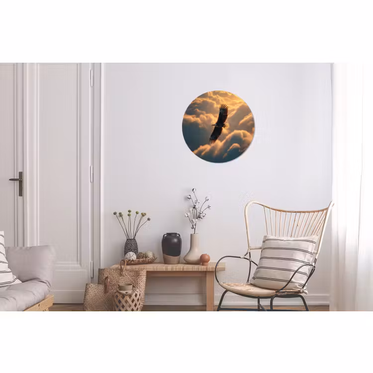 Wandcirkel - Aluminium - Adelaar - Wolken - Zon — 2