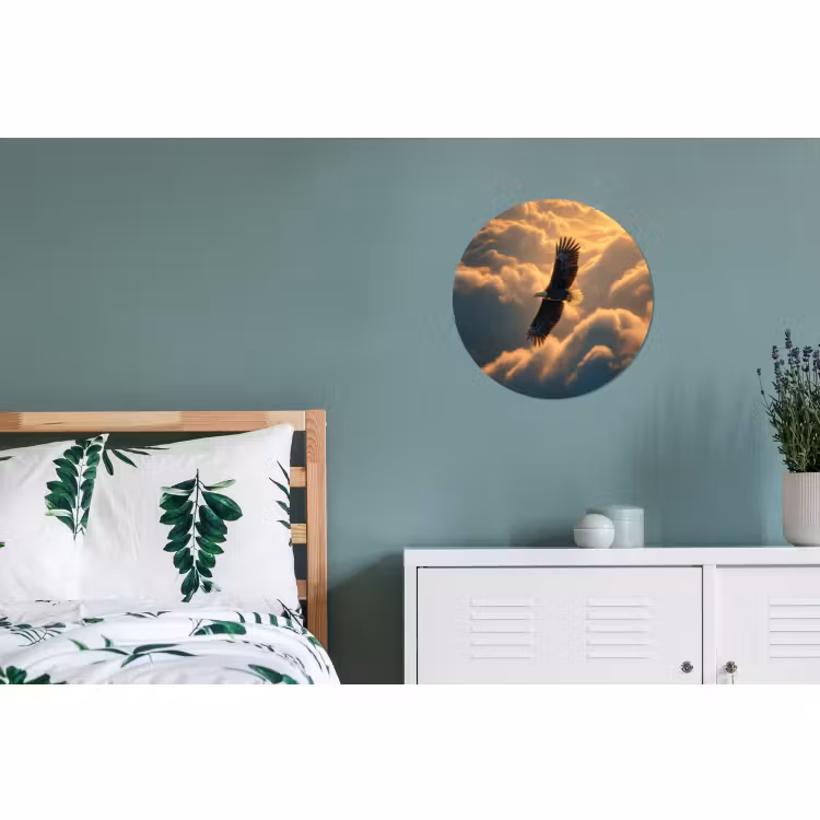Wandcirkel - Aluminium - Adelaar - Wolken - Zon — 4