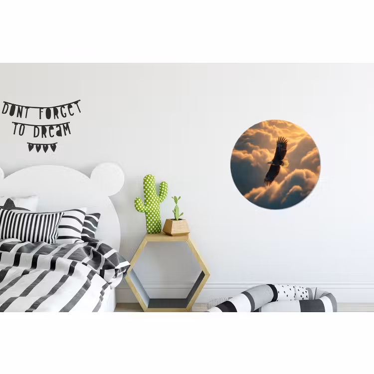 Wandcirkel - Aluminium - Adelaar - Wolken - Zon — 5