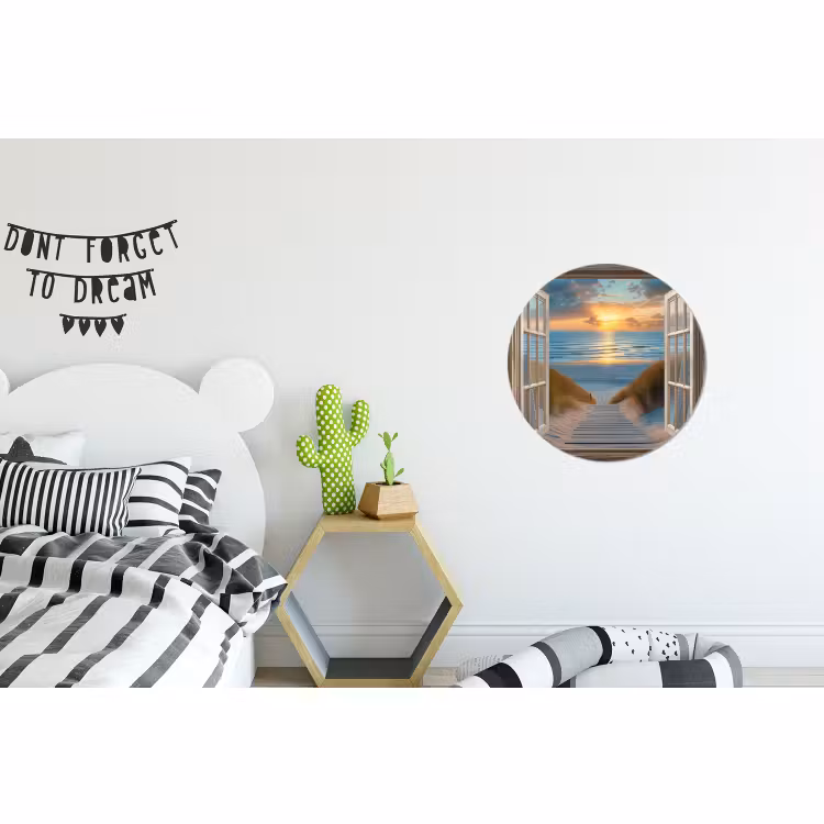 Wandcirkel - Aluminium - Doorkijk - Strand - Pad - Zonsondergang — 5