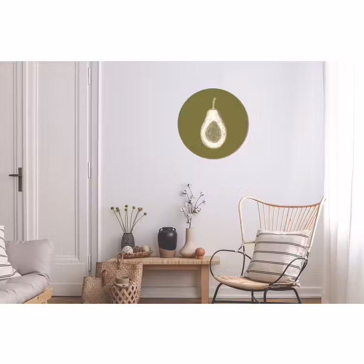 Wandcirkel - Aluminium - Avocado - Minimalistisch - Illustratie - Groen — 2
