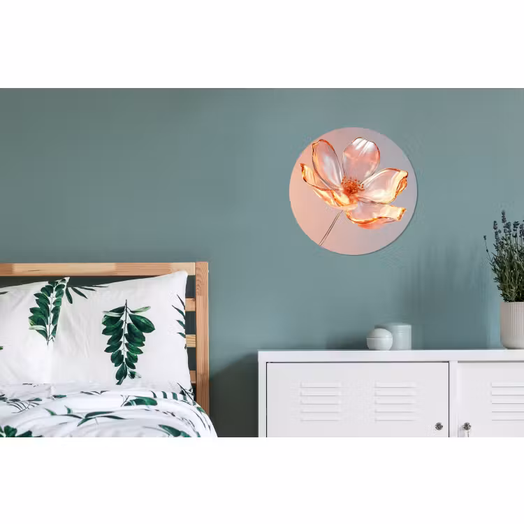 Wandcirkel - Aluminium - Glazen - Bloem - Roze — 4