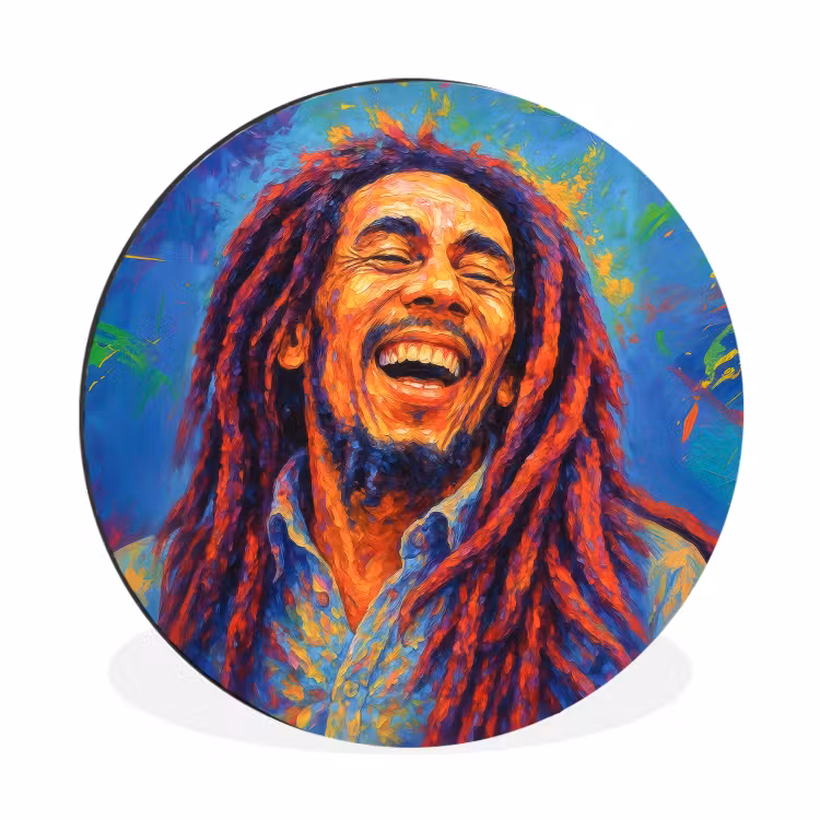 Wandcirkel - Aluminium - Regenboogkleuren - Man - schilderij — 1