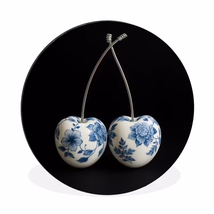 Wandcirkel - Aluminium - Kersen - Delfts blauw - Fruit — 1