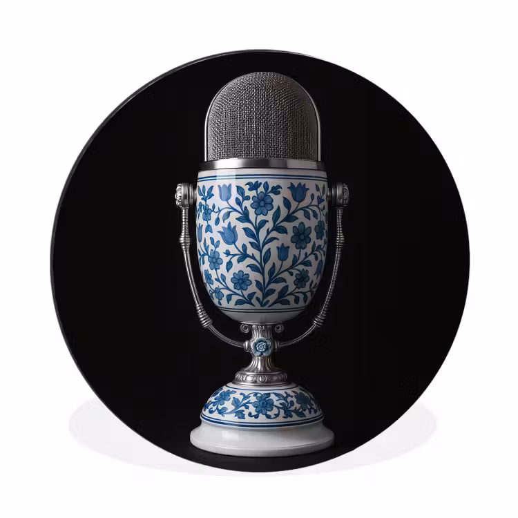 Wandcirkel - Aluminium - Microfoon - Delfts blauw - Muziek — 1