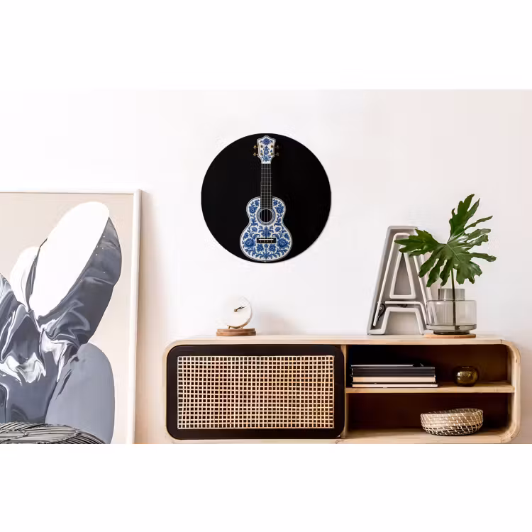 Wandcirkel - Aluminium - Ukelele - Delfts - Blauw - Muziek — 3