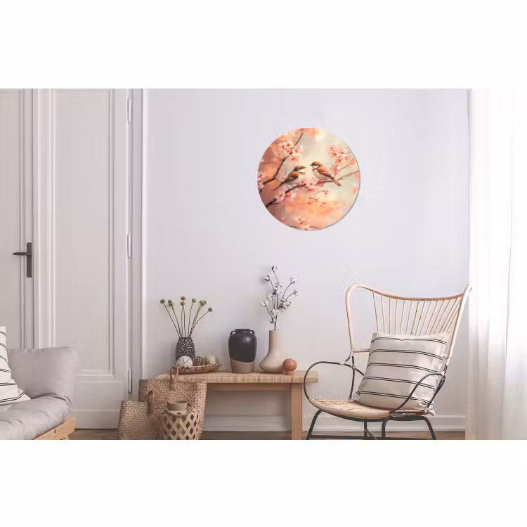Wandcirkel - Aluminium - Vogels - Romantic - Bloesemtak — 2