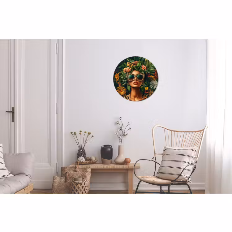 Wandcirkel - Aluminium - Vrouw - Panterprint - Jungle - Natuur - Luxe — 2