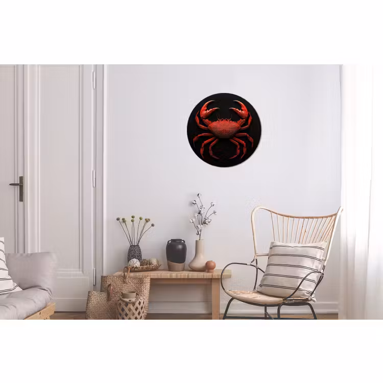 Wandcirkel - Aluminium - Krab - Rood - Vissen - Schaaldieren — 2