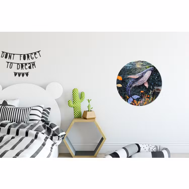Wandcirkel - Aluminium - Mozaïek - Walvis - Koraal - Water — 5