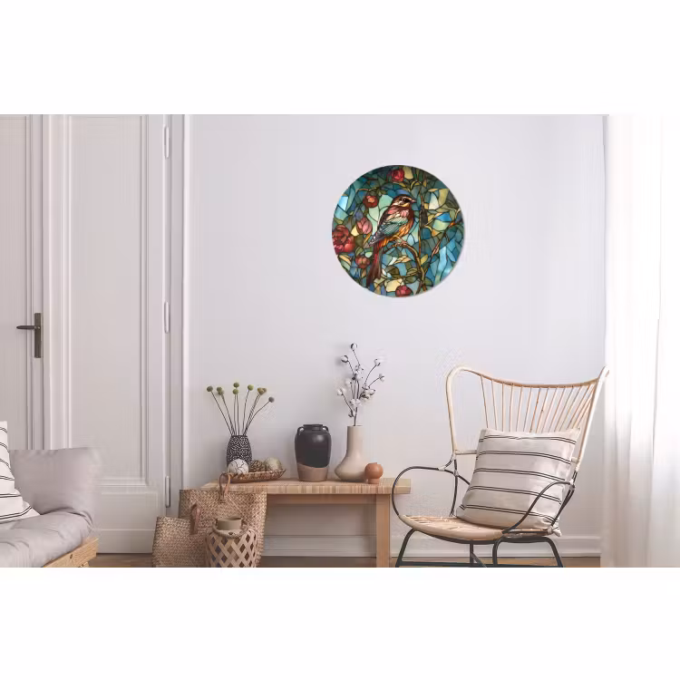 Wandcirkel - Aluminium - Vogel - Tak - Rozen - Mozaïek — 2