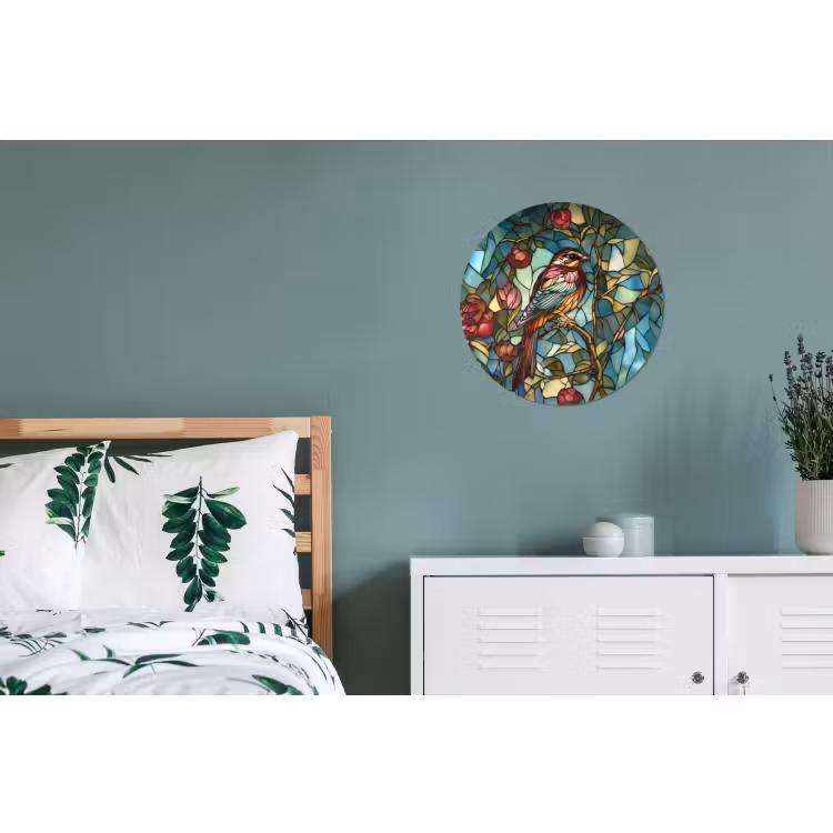 Wandcirkel - Aluminium - Vogel - Tak - Rozen - Mozaïek — 4