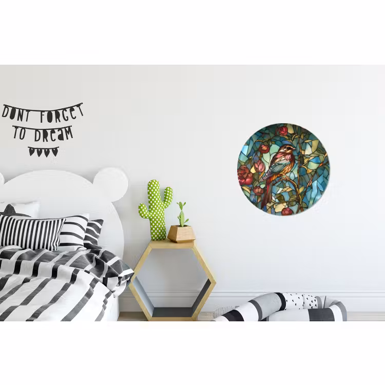 Wandcirkel - Aluminium - Vogel - Tak - Rozen - Mozaïek — 5