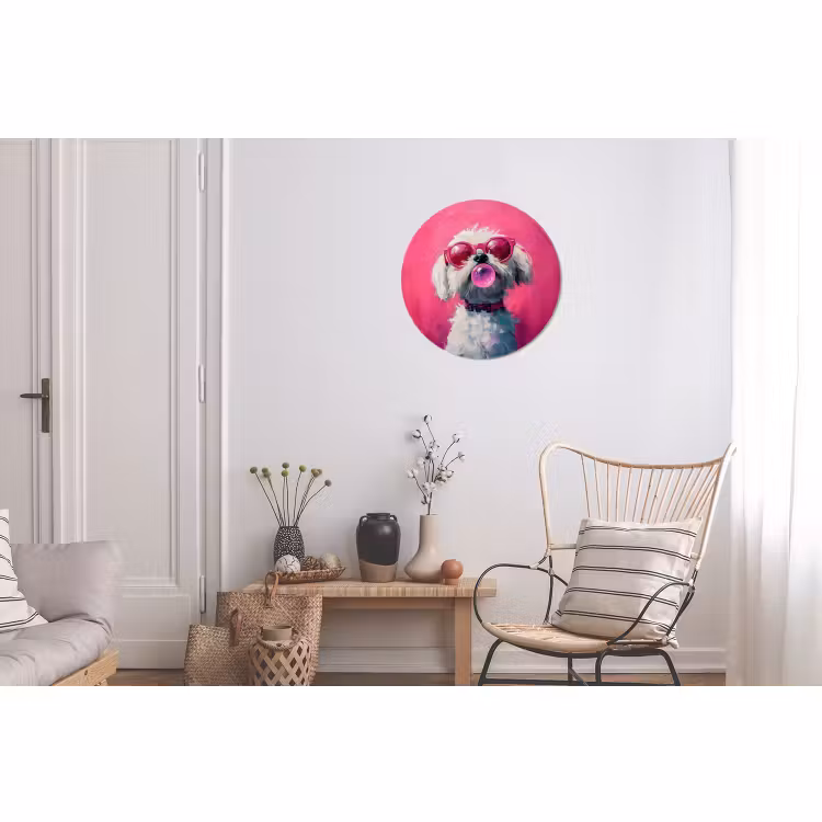 Wandcirkel - Aluminium - Pink - Hond - Bubbel — 2
