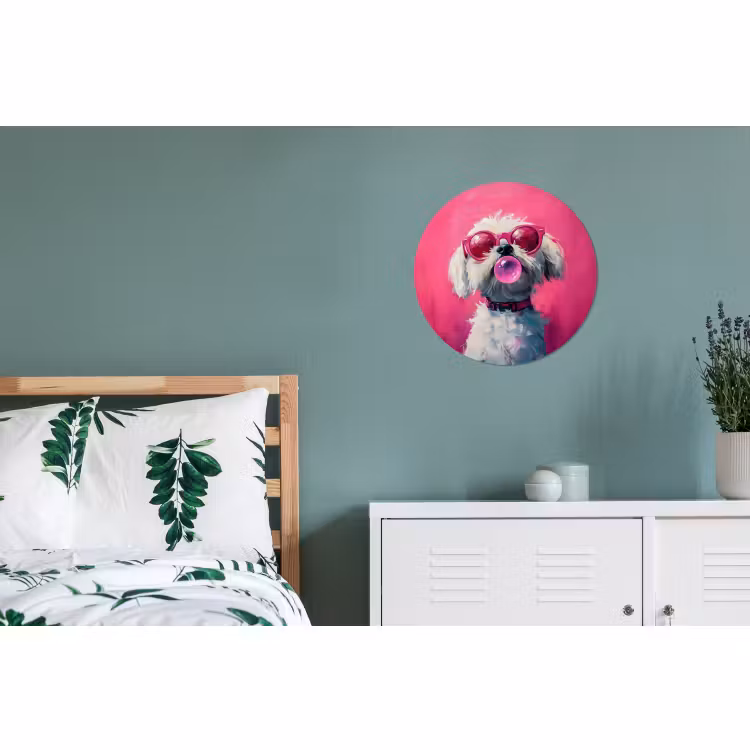 Wandcirkel - Aluminium - Pink - Hond - Bubbel — 4