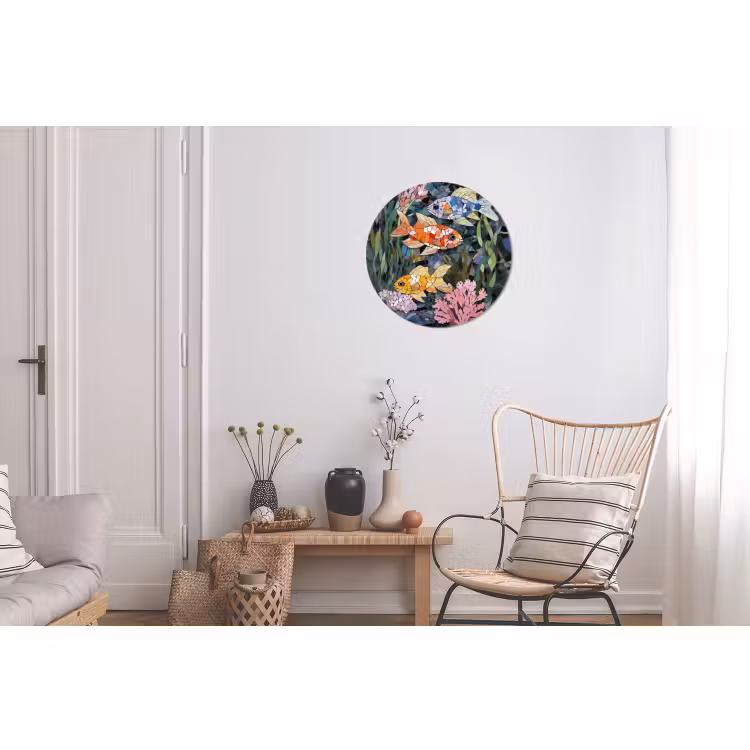 Wandcirkel - Aluminium - Vissen - Koraal - Zee - Mozaïek — 2