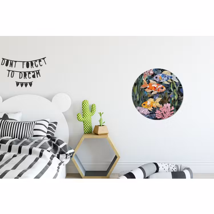 Wandcirkel - Aluminium - Vissen - Koraal - Zee - Mozaïek — 5