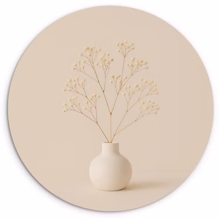 Wandcirkel - Glas - Vaas - Takken - Bloemetjes - Wit — 1
