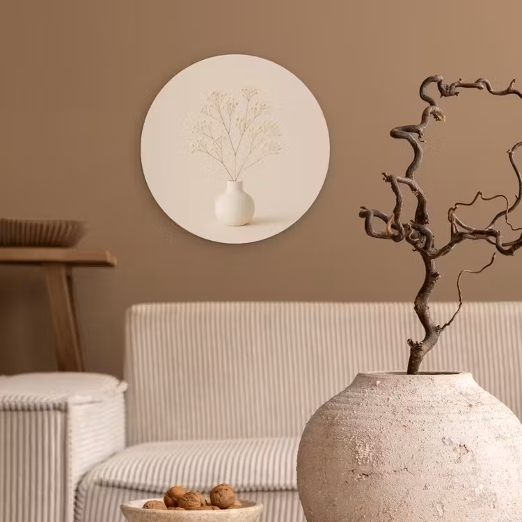 Wandcirkel - Glas - Vaas - Takken - Bloemetjes - Wit — 2
