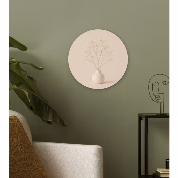 Wandcirkel - Glas - Vaas - Takken - Bloemetjes - Wit — 3