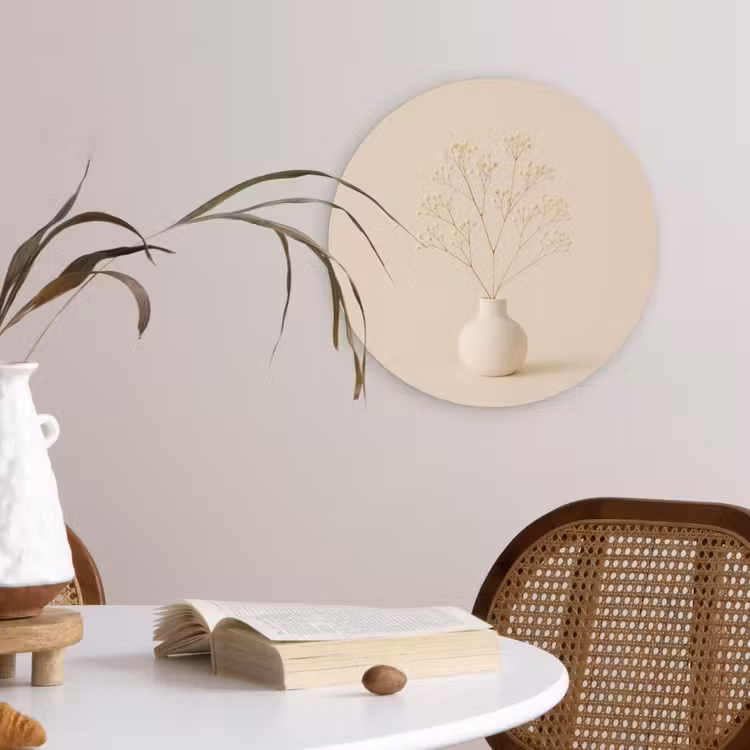 Wandcirkel - Glas - Vaas - Takken - Bloemetjes - Wit — 4
