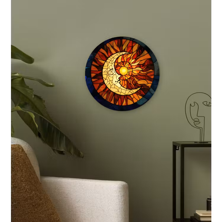 Wandcirkel - Glas - Mozaïek - Glas - Maan - Donkerblauw — 3