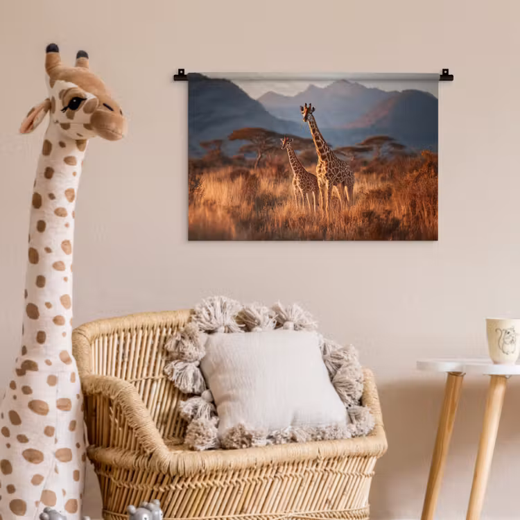 Wandkleed - Giraffen - Hoog gras - Acaciabomen — 5