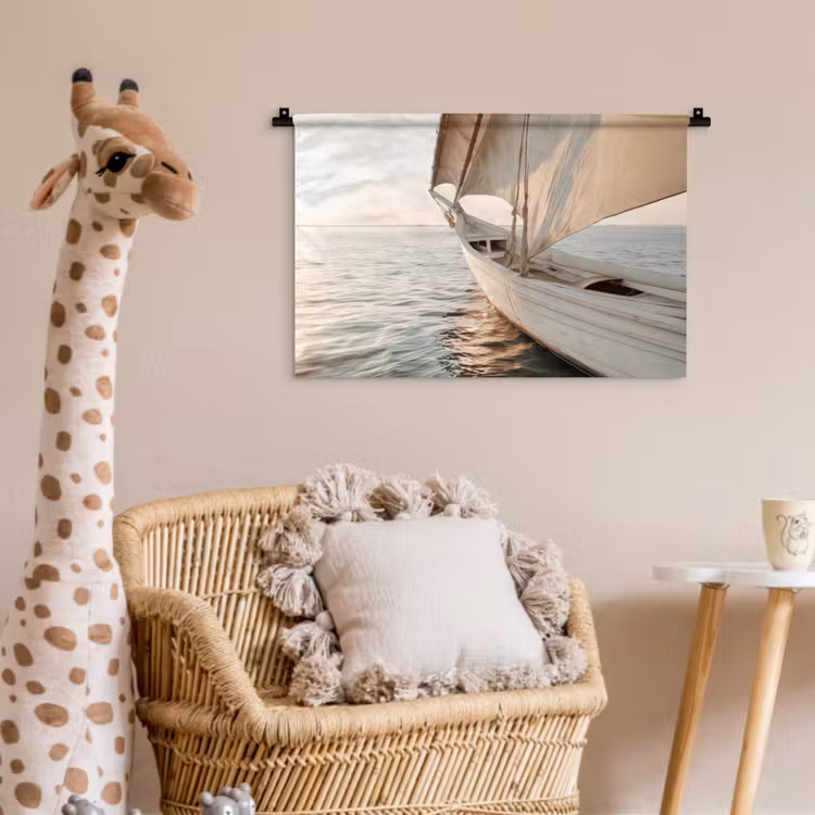 Wandkleed - Zeilboot - Zee - Beige - Zon — 5