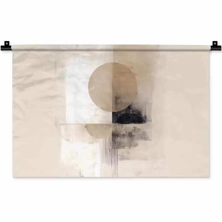 Wandkleed - Cirkel - Compositie - Diepte - Beige — 1
