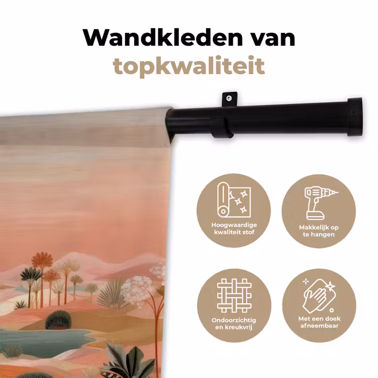 Wandkleed - Roze landschap - Palmen - Water — 3