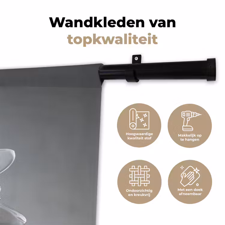 Wandkleed - Bloem - Wit - Neutraal — 3